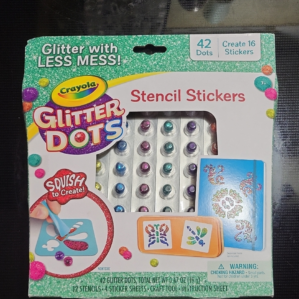 NEW Crayola Glitter Dots Stencil Stickers